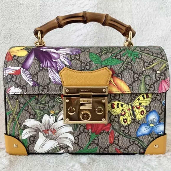 💎 Rare GUCCI GG Flora Padlock Bamboo Multicolor Limited Edition 100% Authentic! - Picture 3 of 17